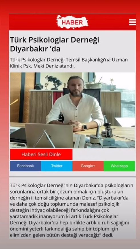 Diyarbakır Psikolog Meki Deniz Basın Yansımaları